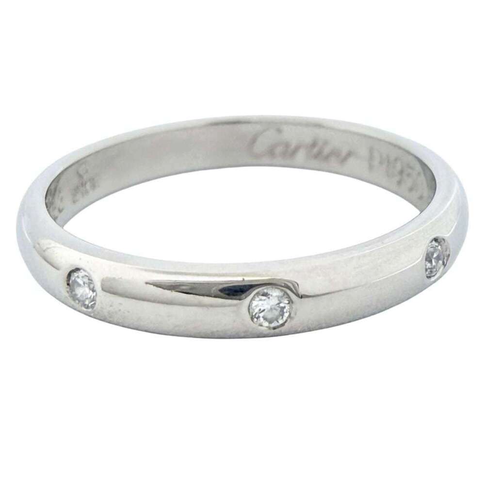 Cartier Ladies' 1895 Ring, Platinum, 3 Diamonds, Size 48 (US 8)